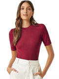 Anni Designer Women'S Cotton Belnd Lycra Ribbed Solid Half Sleeve Round Neck Top (Ntpr-Magenta-Nw_Xl_Magenta_X-Large),Magenta,XL