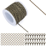 Lemonkey 33 Feet Metal Bronze Necklace Chains Cable O-Shaped Links Chains Bulk for Jewelry Making DIY Craft Kit with Lobster Cla