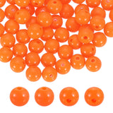 HARFINGTON 100pcs Orange Acrylic Round Beads 10mm Dia 1.9mm Hole Plastic Resin Smooth Balls Loose Bead for Jewelry Making Bracel