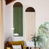 Flber 2 Pcs Macrame Wall Hanging Boho Decor Wall Tapestry Handmade Round Tassel 13.7 W x 51 L For Living Room Bedroom Headboard 