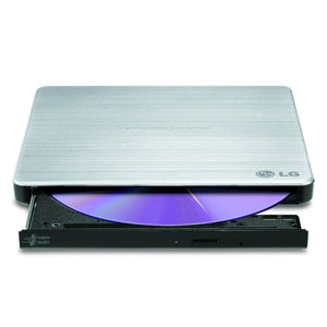 Lg Electronics 8X Usb 2.0 Super Multi Ultra Slim Portable Dvd+/-Rw External Drive With M-Disc Support, Retail (Silver) Gp60Ns50