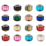 Craftdady 100Pcs Rondelle Glass European Beads Large Hole Faceted Slide Charm Beads with Gold Core 10-10.5x7mm for Leather Macra