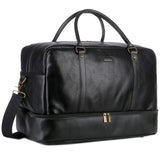 BAOSHA Vegan Leather Large Travel Duffel Tote Bag Carry On Weekender Overnight Bag With Shoe Compartment HB-38 (Black)