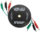 3 Wire 20 Foot Retractable Test Leads, Red/Black/Green 18 Gauge Wire with Alligator Clips on Each End, Ideal for Electrical Trou