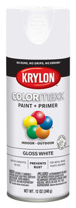 12 oz Krylon K05545007 White COLORmaxx Paint & Primer Spray Paint, Gloss