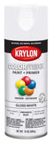 12 oz Krylon K05545007 White COLORmaxx Paint & Primer Spray Paint, Gloss