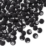 Number 8 Billiards Beads Handmade Polymer Clay Black Round Bead Craftdady 100Pcs 9.5-10mm Ball Games Loose Beads with for Jewelr