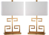 Safavieh Lighting Collection Greek Key Gold and White Table Lamp, Set of 2