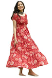 Anni Designer Women'S Cotton Blend Anarkali Printed Long Kurta (Maulik Red_L_Red_Large),Red,L,,,