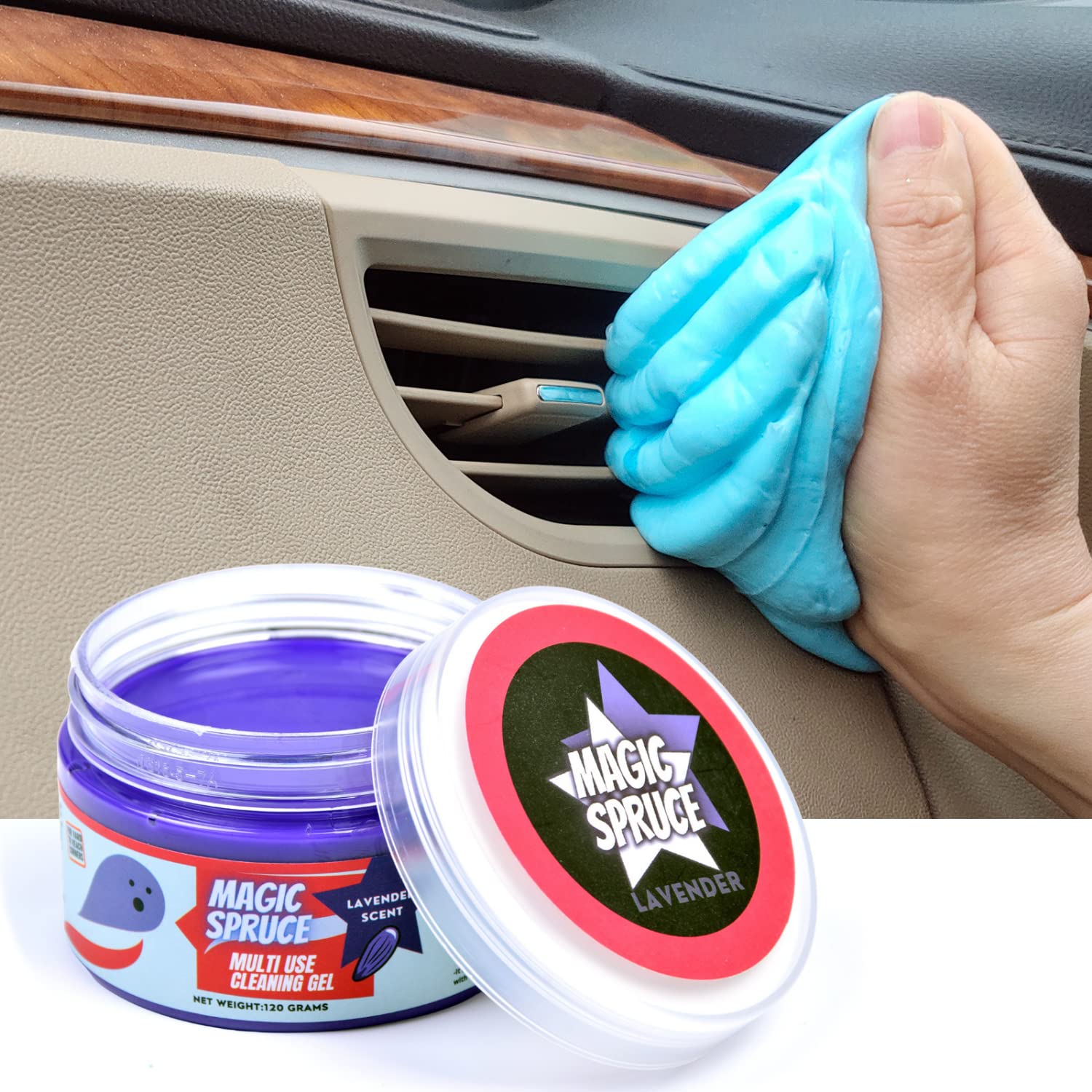 MAGIC SPRUCE Car Detailing Kit Gel for Car Interior Dashboard Cleaner Products, Non-Water Dust Remover Scented Freshner, Upholst