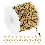 KYUNHOO 16.4 Feet Gold Plated Chain for Jewelry Making Solid Stainless Steel Cable Chain Black Beaded Jewelry Chain Roll with Lo
