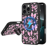 Fiyart Designed for iPhone 16 Pro Max Case with Wrist Strap Kickstand Cute Trendy Bowknot for Women Girls Slim Pink Ribbon Bows 