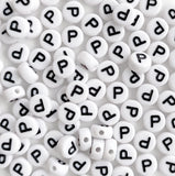 Bxwoum 100PCS Letter Beads Acrylic Alphabet Beads for Jewelry Making Round White Letter P Beads for Bracelets Making Necklaces K