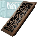 Home Intuition Victorian Floor Vent Cover 4X12 Inch Floor Register with Mesh Cover Trap Heat and Air Walkable Metal Floor Vent f