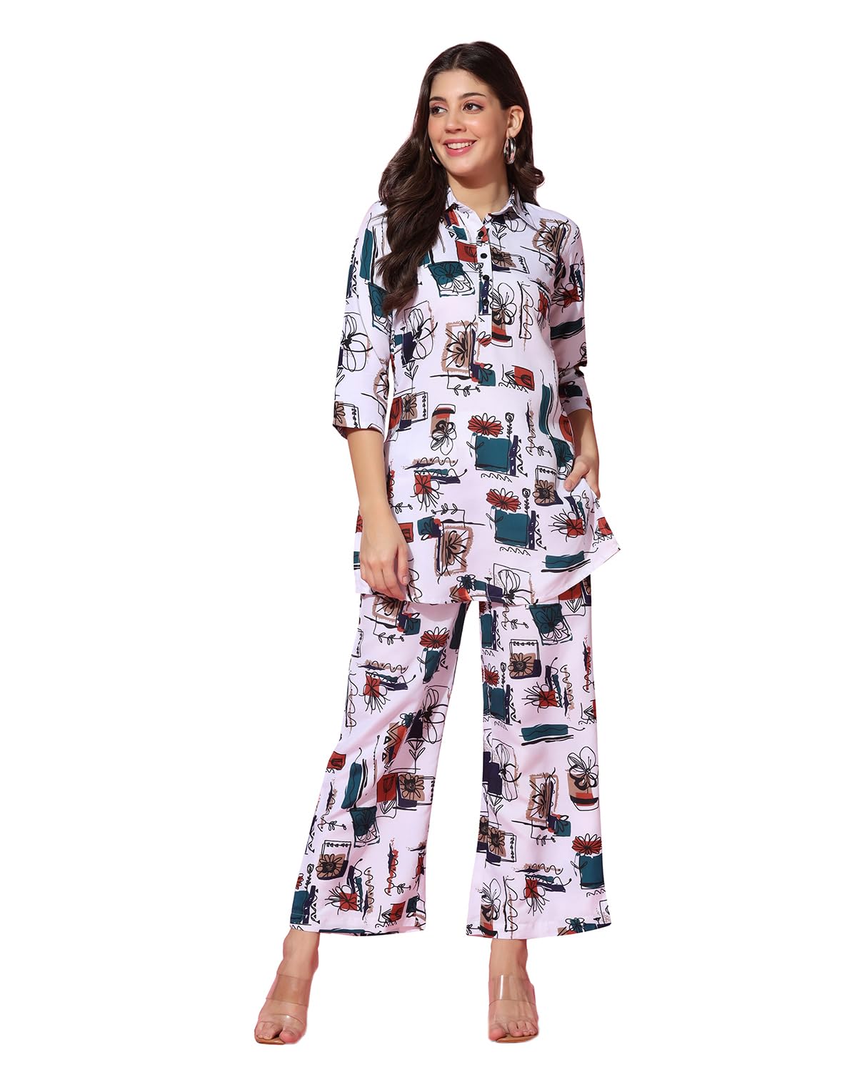 Toplot Co-Ord Set For Women (Collar-Pair-5134-White-S),White,,B0CPV85LBJ