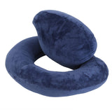 Buckle Up Memory Foam Travel Neck Pillow With Head Support Dark Blue
