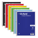 Oxford Spiral Notebook 6 Pack, 1 Subject, Wide Ruled Paper, 8 x 101/2 Inch, Blue, Yellow, Red, Light Blue, Green and Black, 70 