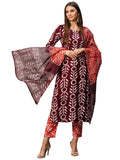 Gosriki Women'S Cotton Blend Straight Printed Kurta With Pant & Dupatta (Nalika Magenta-Kbv-Gs_S_Magenta_Small),Magenta,,B0CNM1LW9Z
