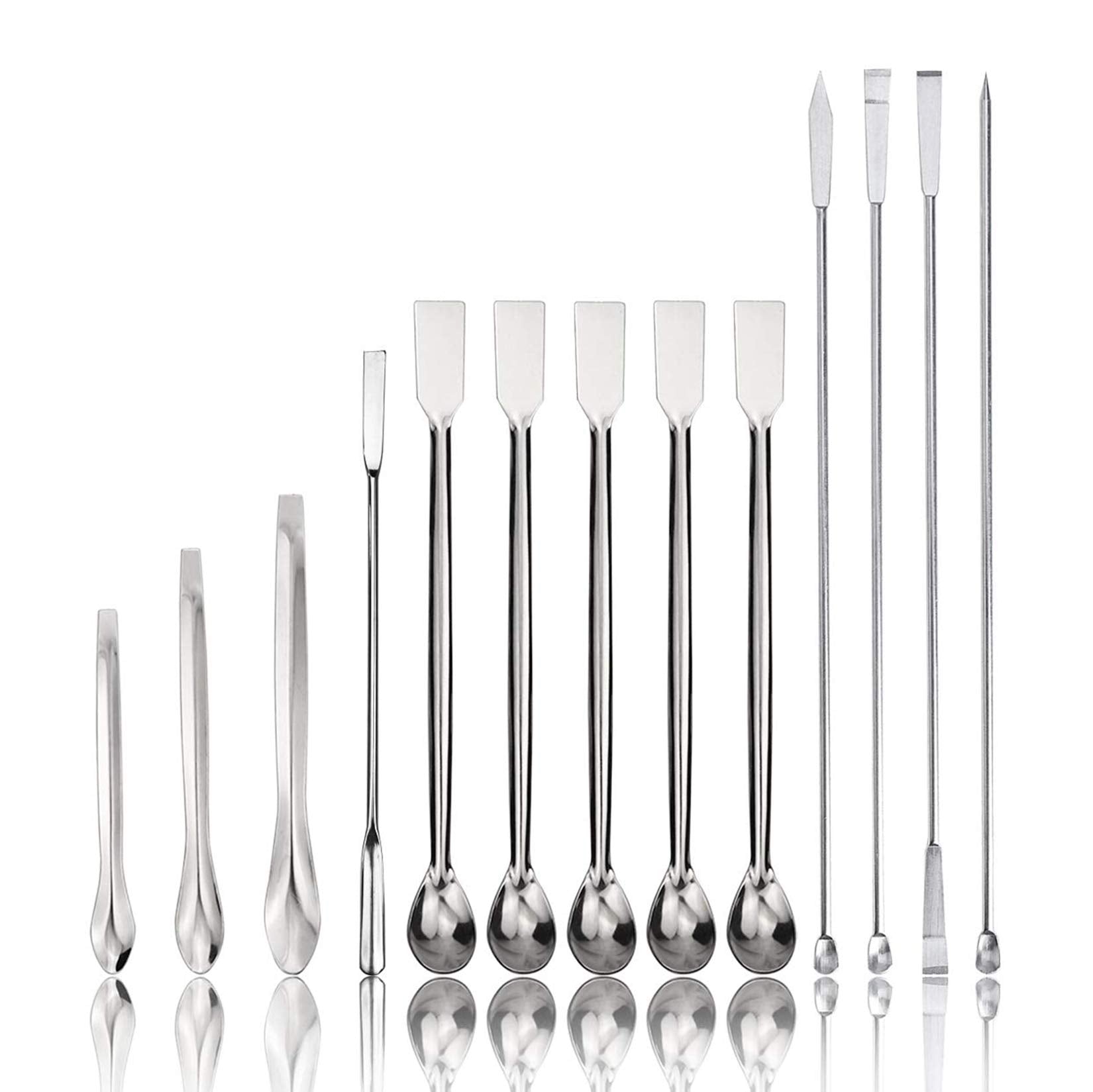 13Pcs Stainless Steel Lab Spatula Micro Scoop Reagent Laboratory Mixing Spatula 22Cm Long Sampling Spoon