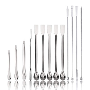 13Pcs Stainless Steel Lab Spatula Micro Scoop Reagent Laboratory Mixing Spatula 22Cm Long Sampling Spoon