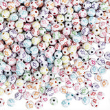 PONABEADIY 1 Box 600PCS 8MM Easter Acrylic Cross Beads Round Enlaced Crucifix Plating Opaque Crosses Plastic Ball Colors Bubble 