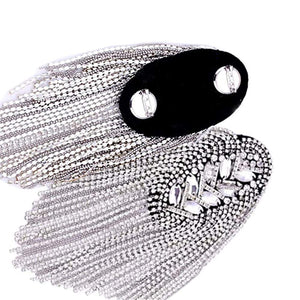 2pcs Rhinestone Tassel Shoulder Epaulet Spike Chain Shoulder Badge Brooch Pins for Man Woman