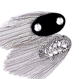 2pcs Rhinestone Tassel Shoulder Epaulet Spike Chain Shoulder Badge Brooch Pins for Man Woman