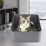 Sfozstra Open Litter Box, High Side Sifting, Secure and Odor Control, Removable, Easy to Clean for Cats Up to 8 Pounds (Black Sm