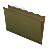 Ready-Tab Hanging File Folders, 2 Capacity, 1/5 Tab, Letter, Green, 20/Box