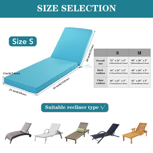 Comcaver Chaise Lounge Cushion for Outdoor Furniture, Waterproof Fade and Tear Resistant Lounge Deck Chair Cushions for Patio La