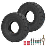 RUTU (2-Pack) 4.10/3.50-4 Replacement Tire + Inner Tube with TR87 Bent Angled Valve Stem for Hand Trucks Dollies Wheelbarrows La