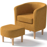 OS MOTOR Living Room Chair with Ottoman, Modern Accent Chair, Upholstered Arm Chair Linen Fabric Single Sofa Reading Barrel Chai