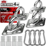 sprookber 304 Stainless Steel Pad Eye Snap Hooks, M10 Heavy Duty Ceiling Hook, 1700lb Capacity Hammock Swing Hanging kit, Plant 