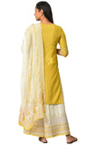 Aurelia Cream Gold Kurta-Semi Flare Palazzo-Dupatta-