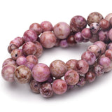 Chicager 6mm Natural Stone Beads for Jewelry Making,Pink Imperial Turquoise Polished Smooth Round Gemstone Beads for Bracelet Ne