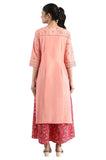 Aurelia Women'S Peach Floral Printed Printed Cotton Regular Kurta Peach Amber S