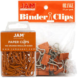 JAM PAPER Office Desk Supplies Bundle - Orange - Paper Clips & Binder Clips - 1 Pack of Each (2 Packs Total)