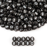 ZHIYUXI 1000PCS Number Beads for Friendship Bracelets 4x7mm White Number Black Round Bead Acrylic Number Beads Bulk for Bracelet