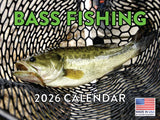 Bass Fishing Calendar 2026 Monthly Wall Calender 12 Month | American Made In The USA