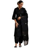 Libas Womens Woven Design Cotton Blend Straight Kurta With Salwar And Dupatta