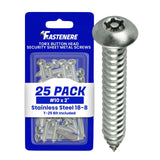 Fastenere Torx Security Sheet Metal Screws #10 x 2 (25Pack) Button Head, TamperResistant, Anti Theft Stainless Steel Screws