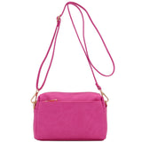 FashionPuzzle Triple Zip Small Crossbody Bag (Fuchsia)