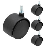 suiwotin 4pcs 2 Inch Swivel Caster Wheels, M6 Threaded Stem Caster Wheels, Heavy Duty Casters, Black Nylon Wheel Replacement for