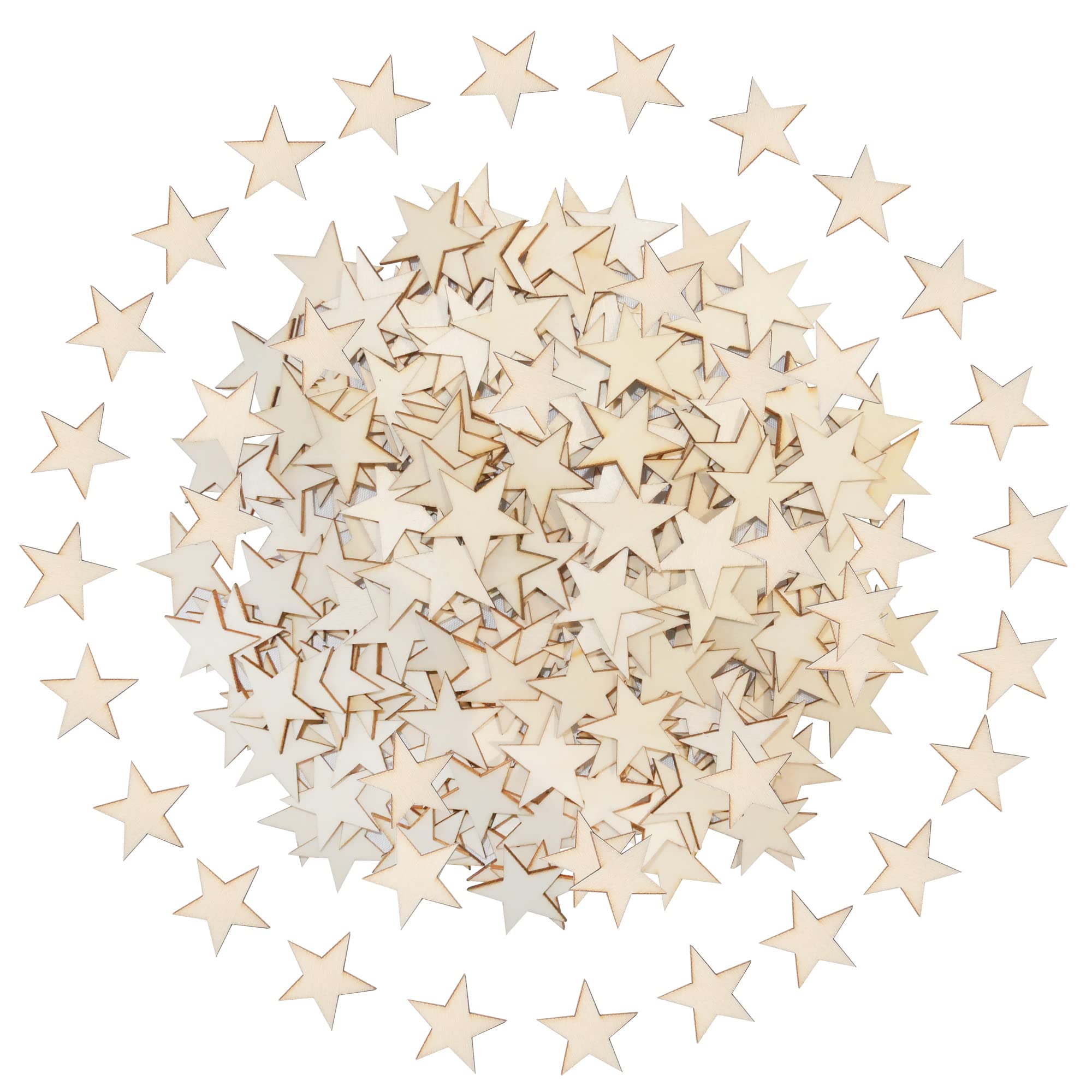 HADDIY 1 Inch Small Wooden Stars for Crafts,200 Pcs Unfinished Wood Star Cutouts Ornaments for Wooden Flags Making and Art Craft