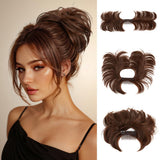 youngways Messy Bun Hair Piece Side Comb Clip in Hair Bun Hairpiece for Women Short Natural Straight Versatile Adjustable Styles