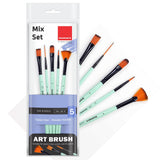 Isomars Paint Brush Set of 5 Mixed Shapes, Synthetic Artist Brushes