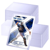 JIQEZNL 100 Topload Card Holder and 100 Soft Sleeves, Upgraded 35pt Topload Hard Card Protectors, 3 x 4 Card Sleeves Hard Plasti