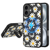 Fiyart Designed for iPhone 16 Case with Wrist Strap Kickstand Cute Trendy Daisy Florals for Women Girls Slim Fit Flowers Pattern