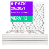 Qingzhug 20x20x1 MERV 13 (6-Pack) Pleated Air Filter (Actual Size: 19.75x19.75x0.75) MPR 1900 & FPR 10, Furnace Air Filters, 20x