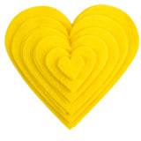 Playfully Ever After 1 to 6 inch MultiSize Pack 24pc Felt Hearts (Yellow)